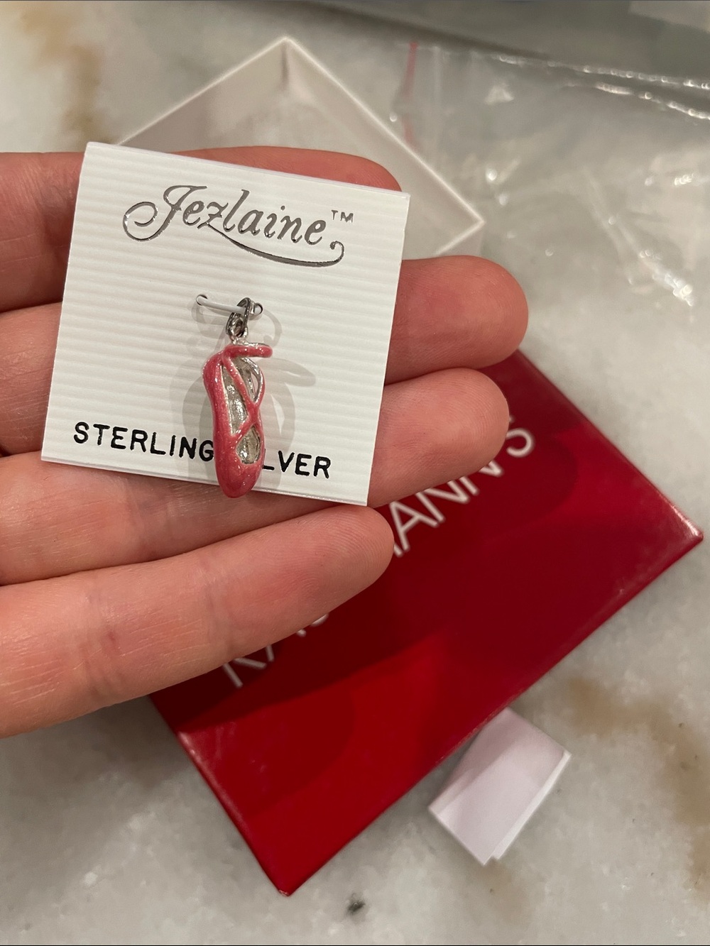 Sterling Silver Pink Enamel Loop Pendant